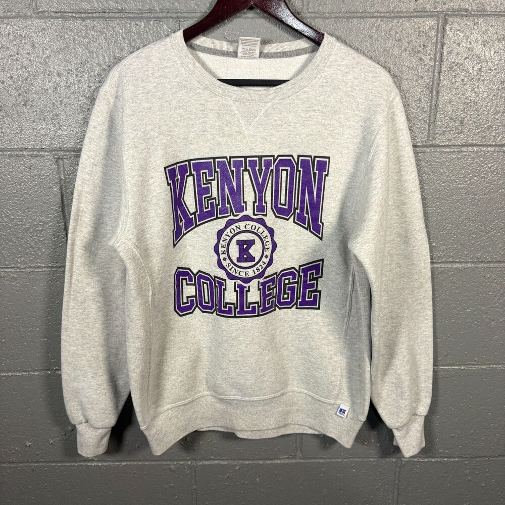Russell Athletic Kenyon College Men’s M Gray Crewneck Sweatshirt Purple Spellout